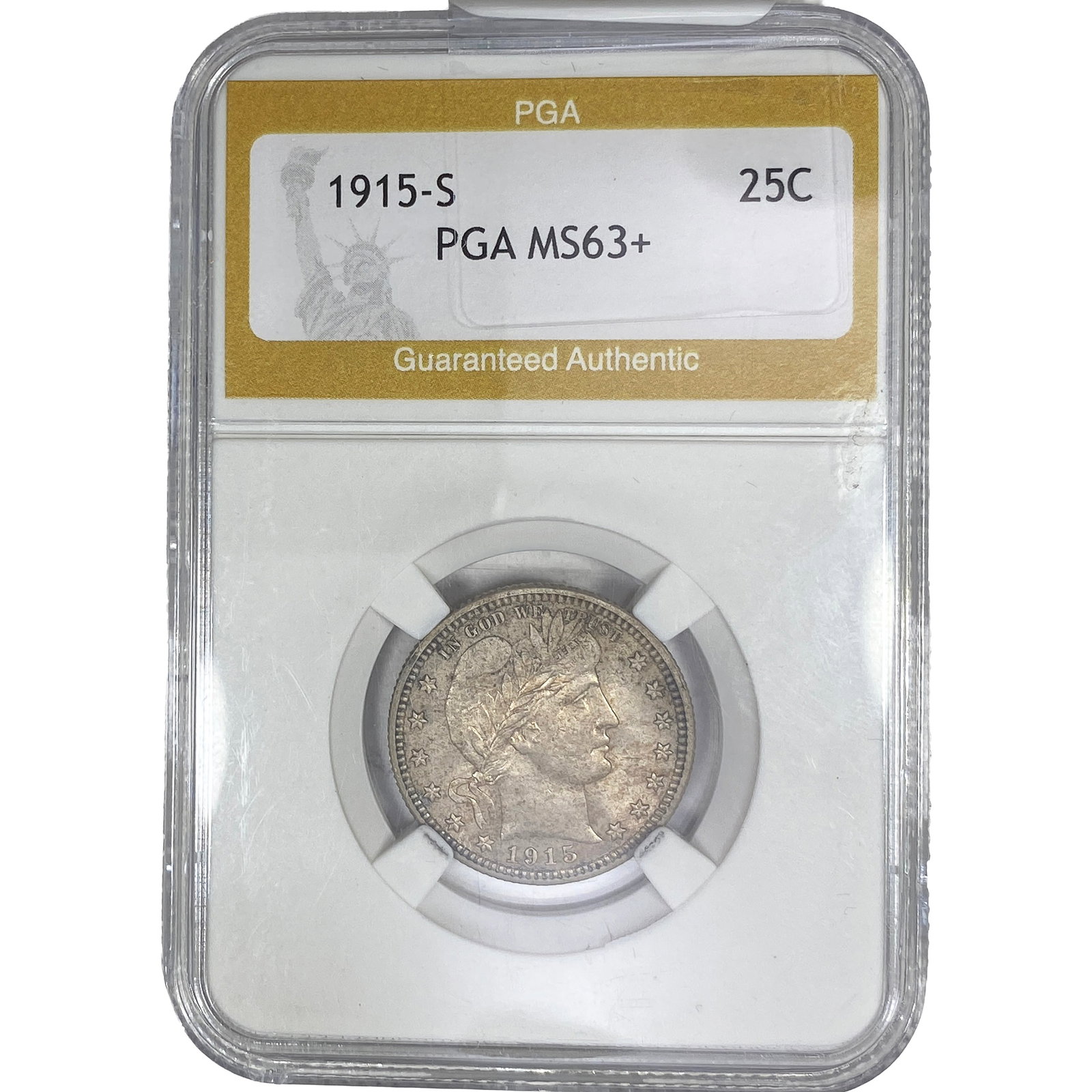 1915-S Barber Quarter PGA MS63+: 1915-S Barber Quarter PGA MS63+