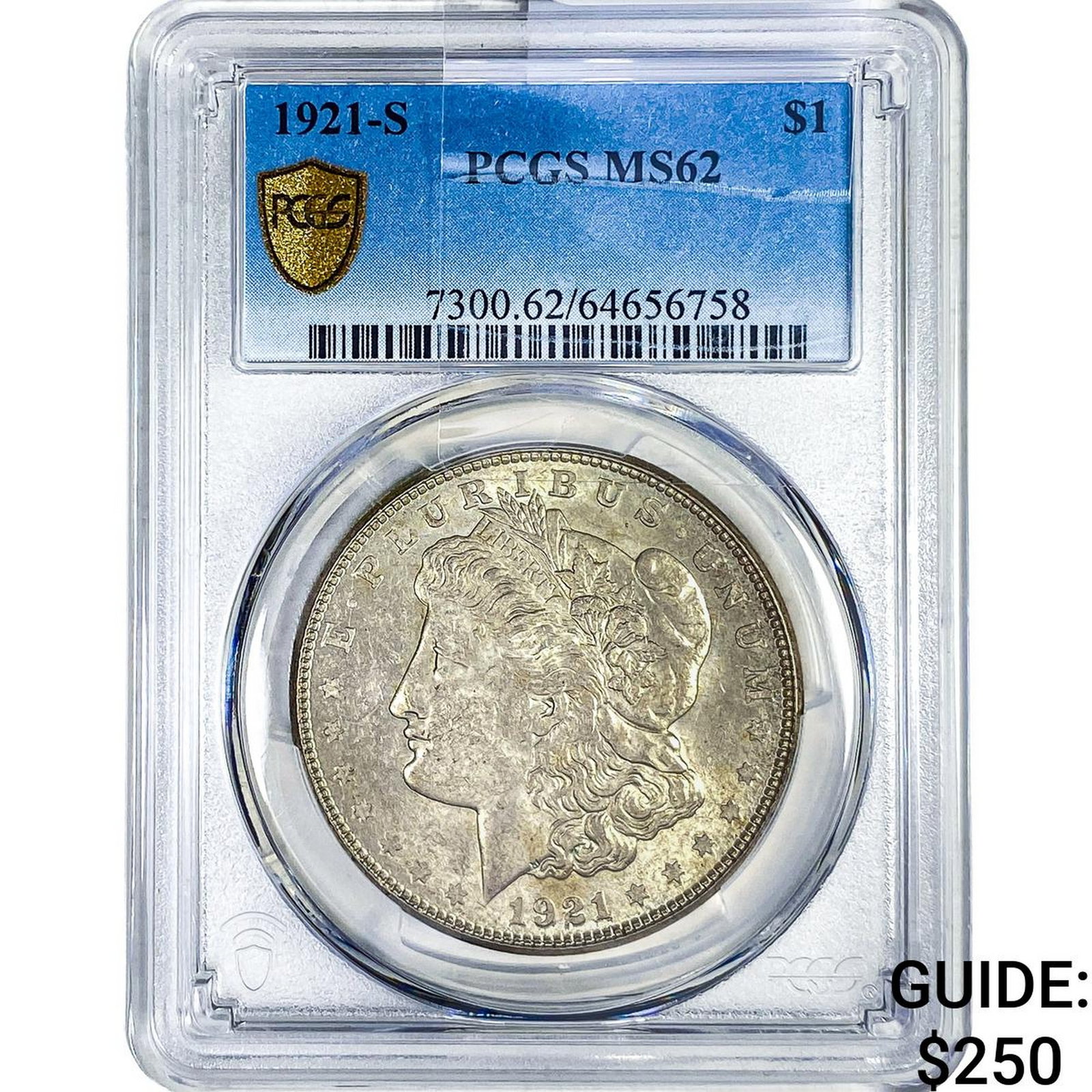 1921-S Morgan Silver Dollar PCGS MS62: 1921-S Morgan Silver Dollar PCGS MS62