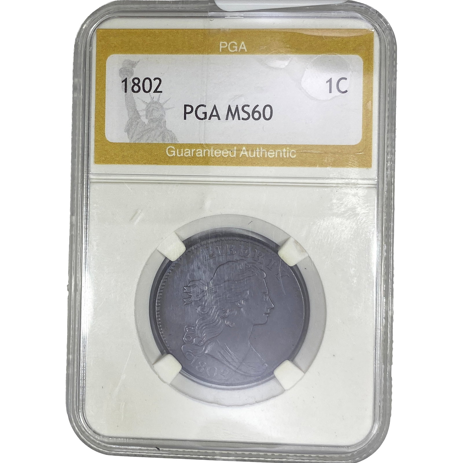 1802 Draped Bust Large Cent PGA MS60: 1802 Draped Bust Large Cent PGA MS60