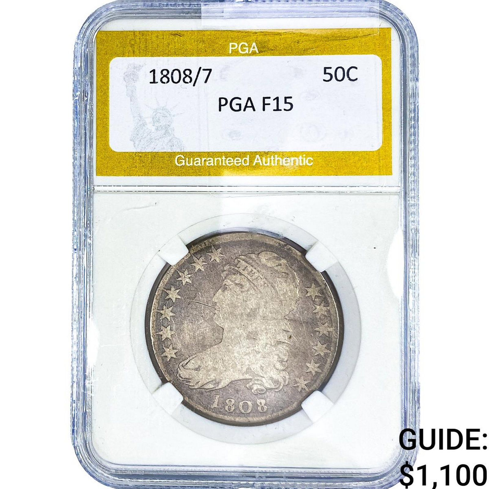 1808/7 Capped Bust Half Dollar PGA F15: 1808/7 Capped Bust Half Dollar PGA F15