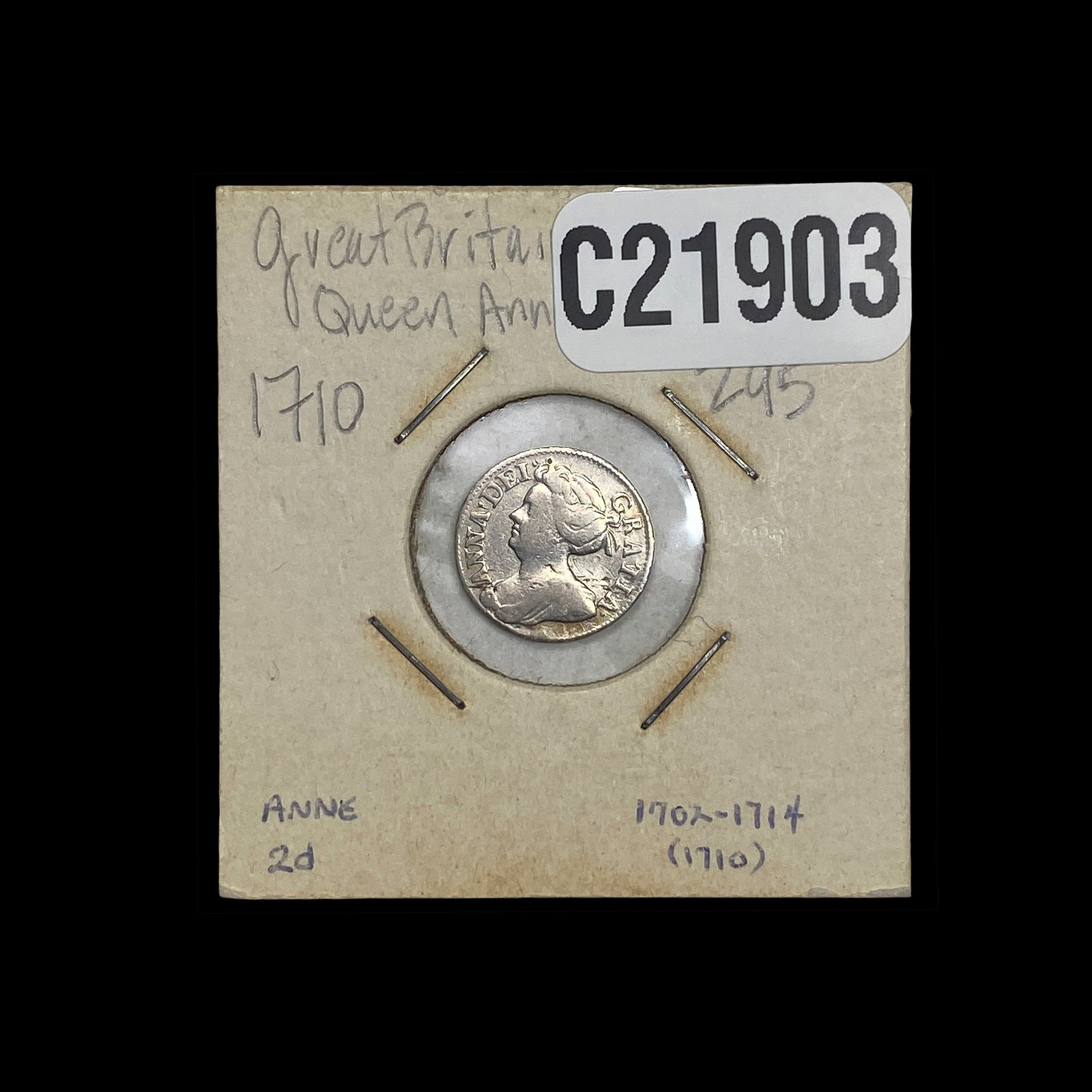 1710 Great Britain Queen Anne Silver 2 Pence: 1710 Great Britain Queen Anne Silver 2 Pence