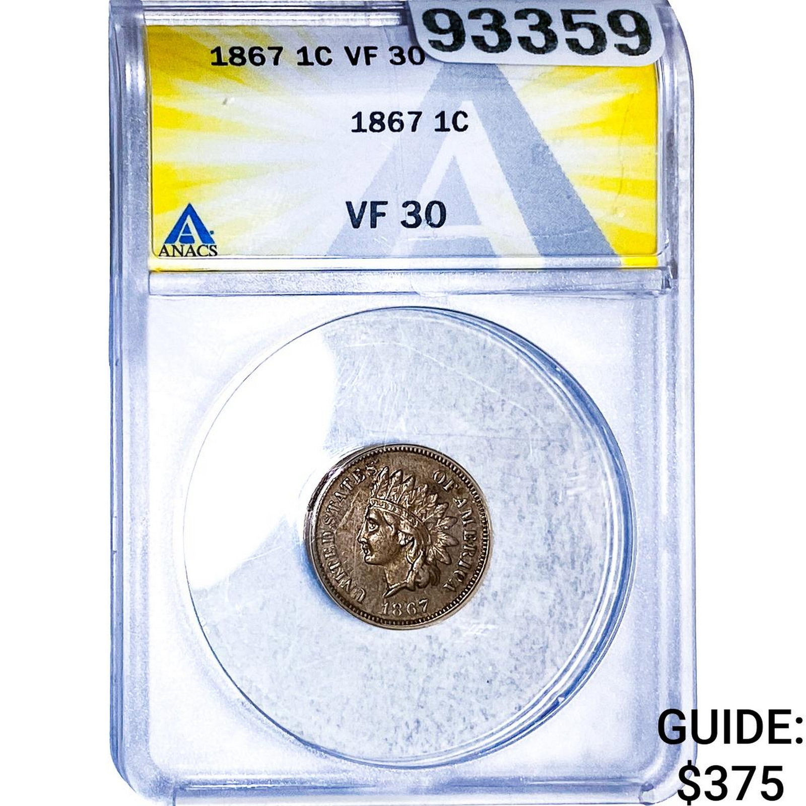 1887 Indian Head Cent ANACS VF30: 1887 Indian Head Cent ANACS VF30