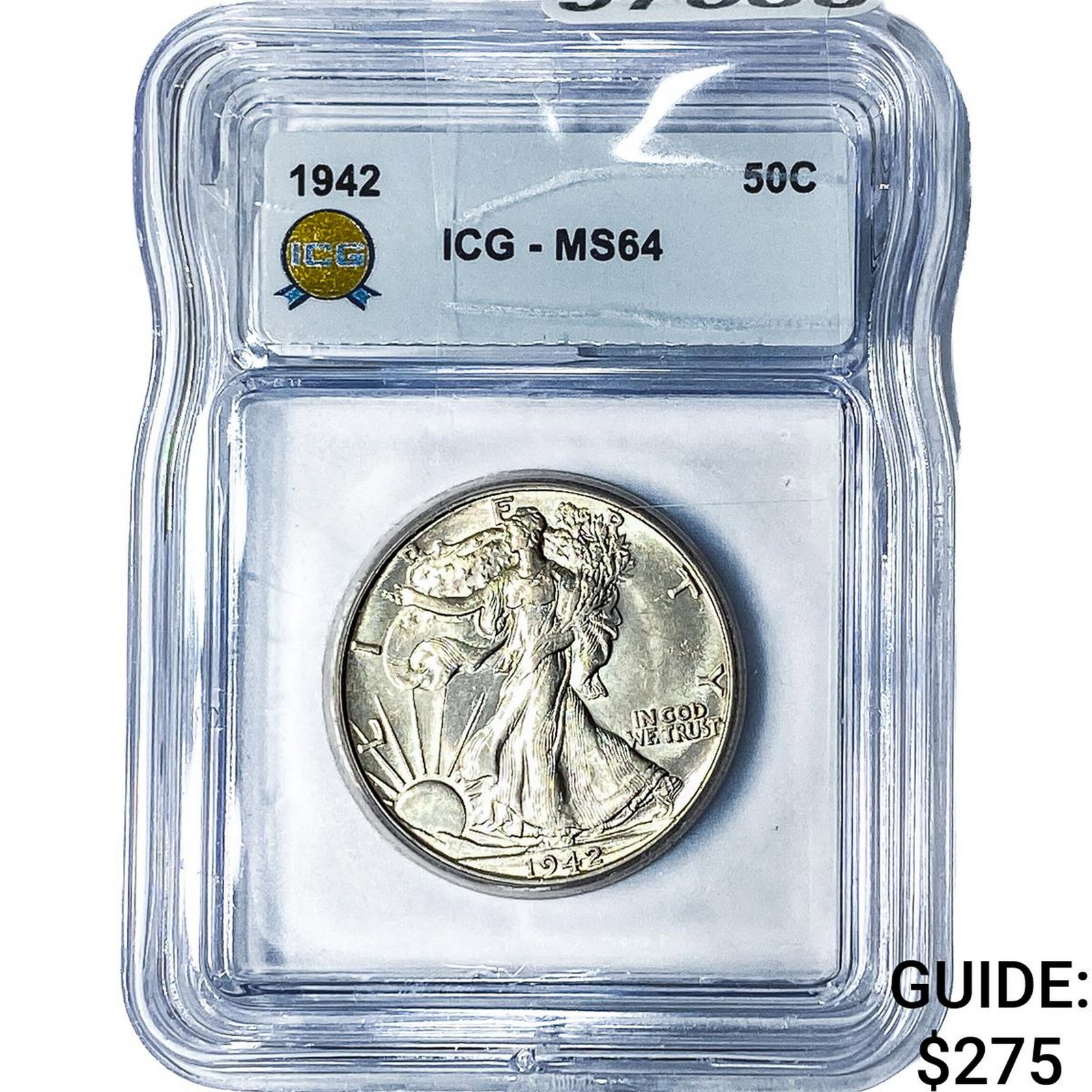 1942 Walking Liberty Half Dollar ICG MS64: 1942 Walking Liberty Half Dollar ICG MS64