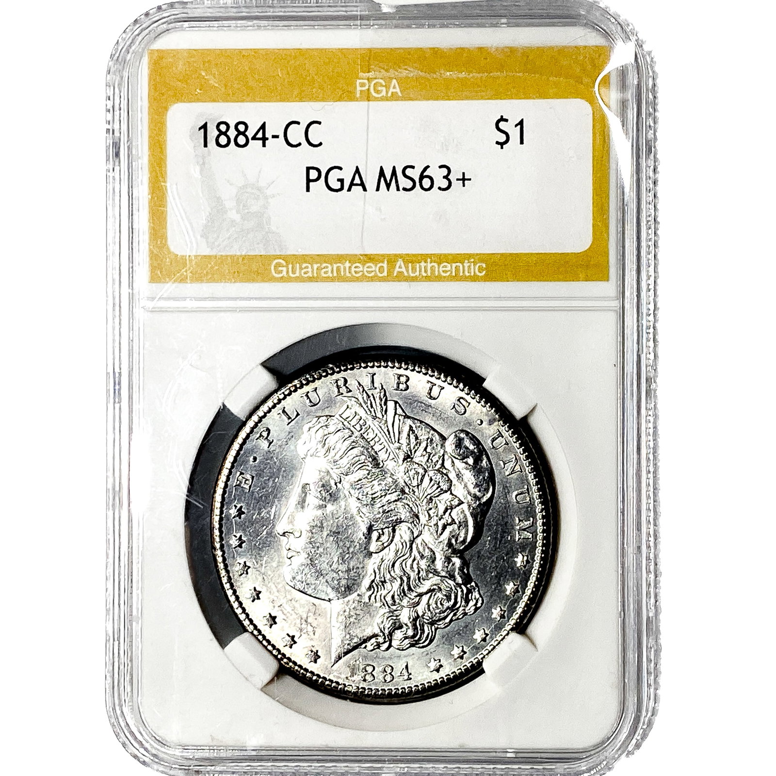 1884-CC Morgan Silver Dollar PGA MS63+: 1884-CC Morgan Silver Dollar PGA MS63+