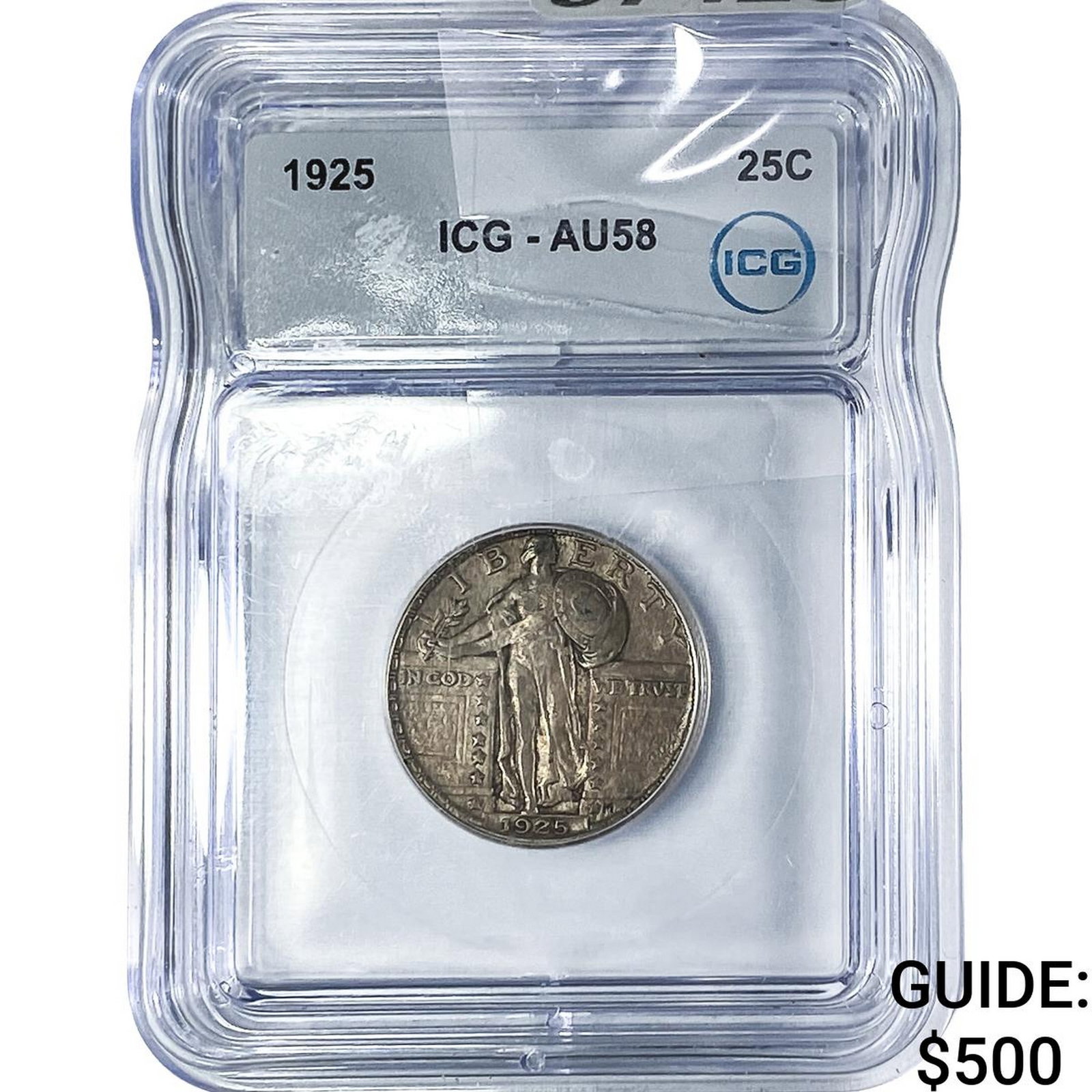 1925 Standing Liberty Quarter ICG AU58: 1925 Standing Liberty Quarter ICG AU58