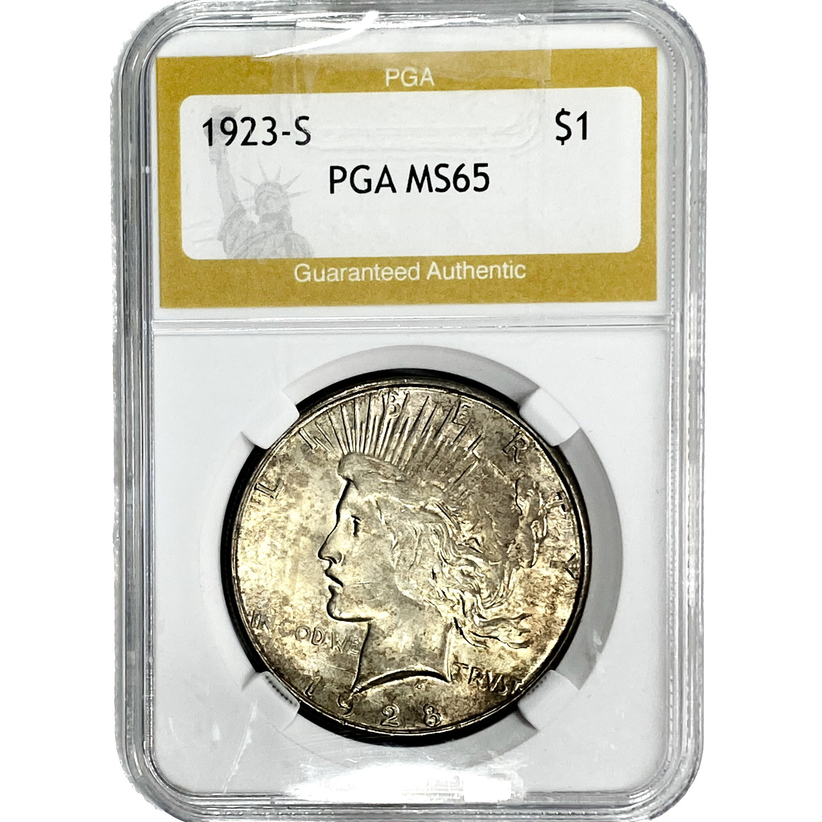 1923-S Silver Peace Dollar PGA MS65: 1923-S Silver Peace Dollar PGA MS65