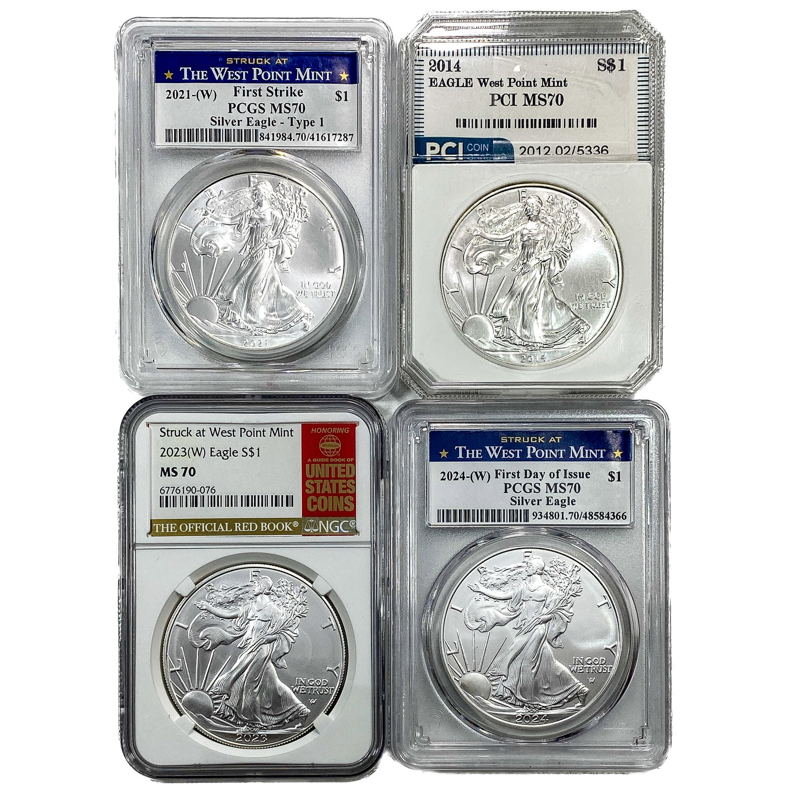 [4] 2014-2024 Silver Eagle PCI/PCGS/NGC MS70 (1 of 2)