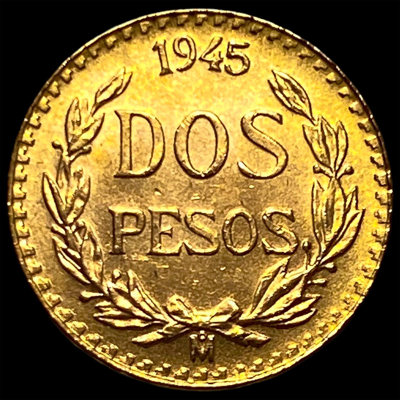 1945Mo Mexico Gold 2 Pesos: 1945Mo Mexico Gold 2 Pesos