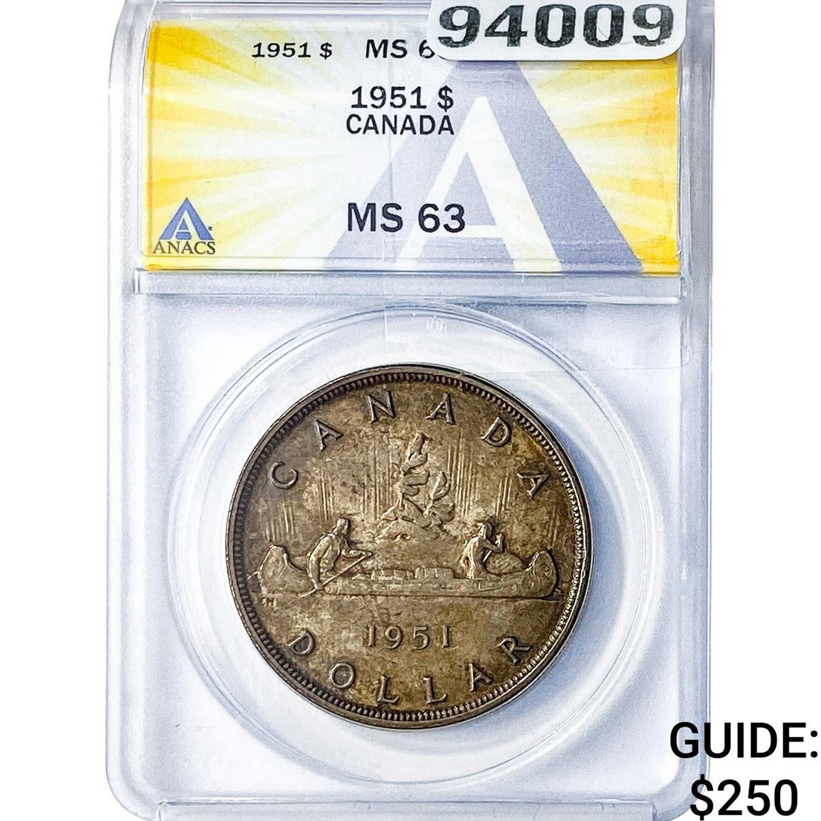 1951 Canada Silver Dollar ANACS MS63: 1951 Canada Silver Dollar ANACS MS63