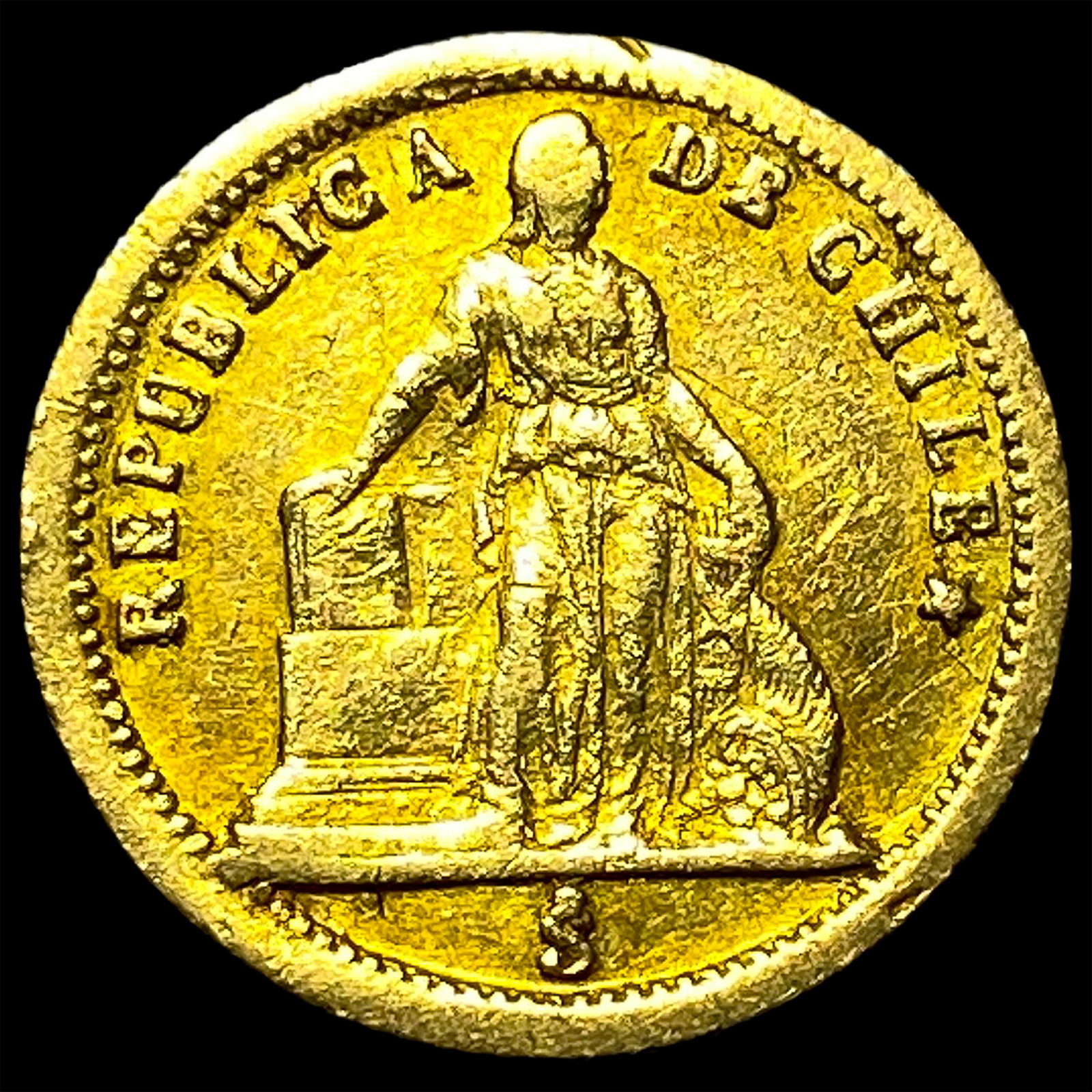 1861So Chile Gold 1 Peso: 1861So Chile Gold 1 Peso