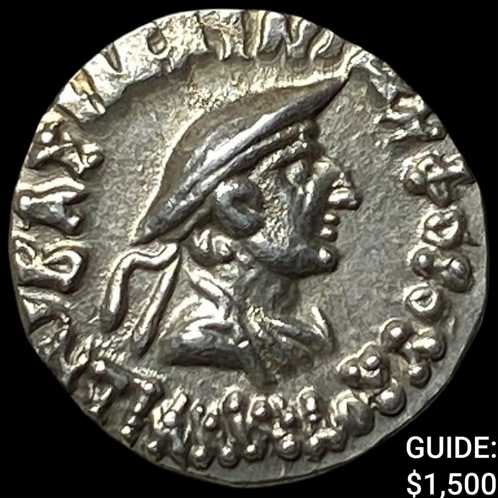 Bactria Kingdom 145-135 BC Silver DRachm: Bactria Kingdom 145-135 BC Silver DRachm