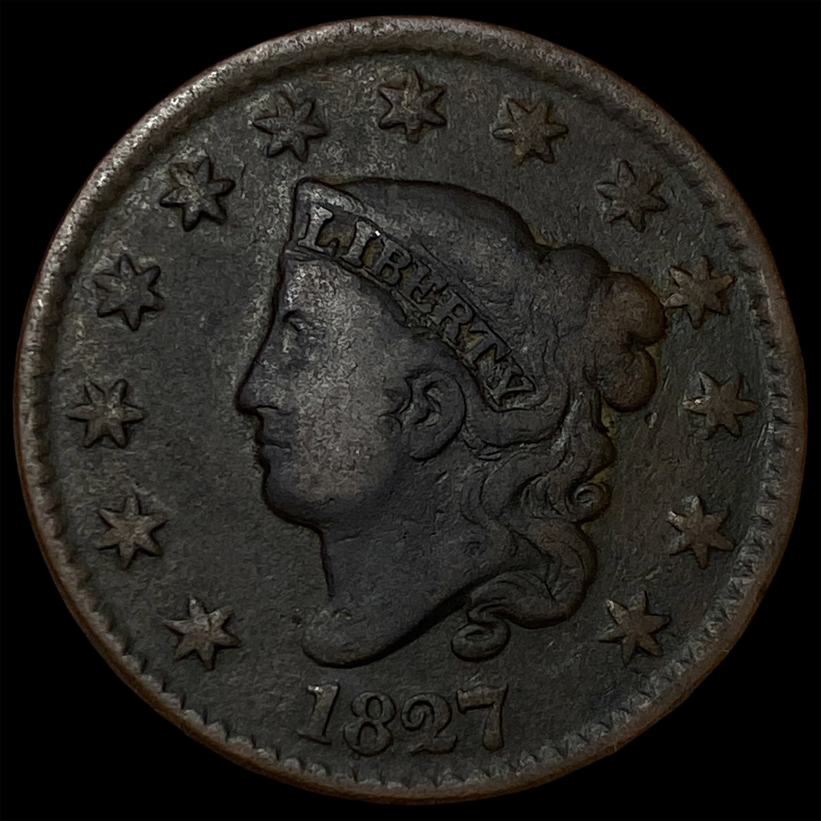 1827 Large Cent NEARLY UNCIRCULATED (1 of 2)