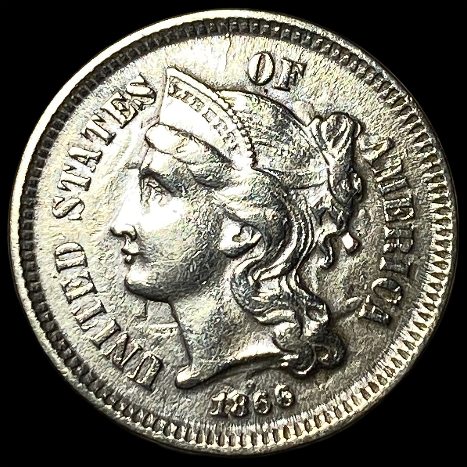 1866 Nickel Three-Cent Piece UNCIRCULATED: 1866 Nickel Three-Cent Piece UNCIRCULATED