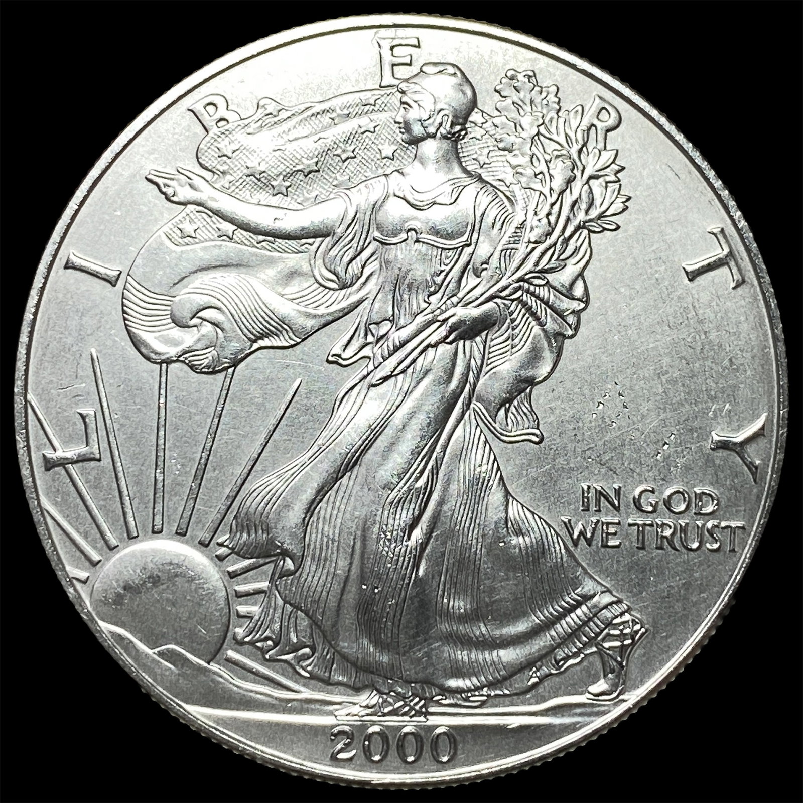 2000 1 oz Silver American Eagle $1 SUPERB GEM BU: 2000 1 oz Silver American Eagle $1 SUPERB GEM BU