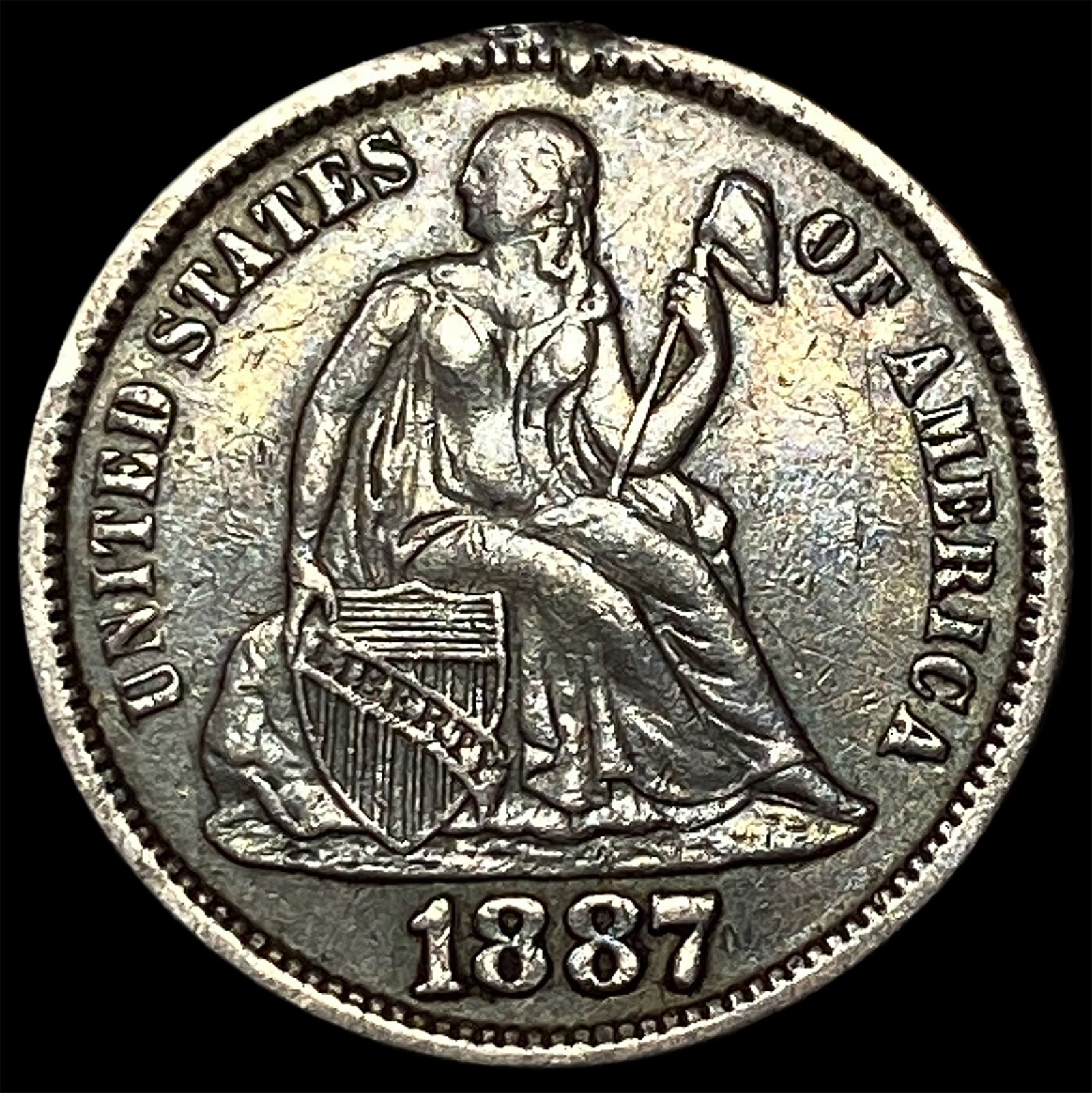 1887 Seated Liberty Dime (Engraved Reverse) HIGH GRADE: 1887 Seated Liberty Dime (Engraved Reverse) HIGH GRADE
