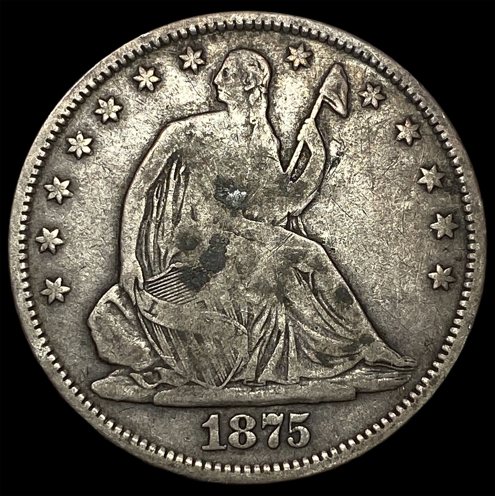1875-S Silver Half Dollar NEARLY UNCIRCULATED: 1875-S Silver Half Dollar NEARLY UNCIRCULATED