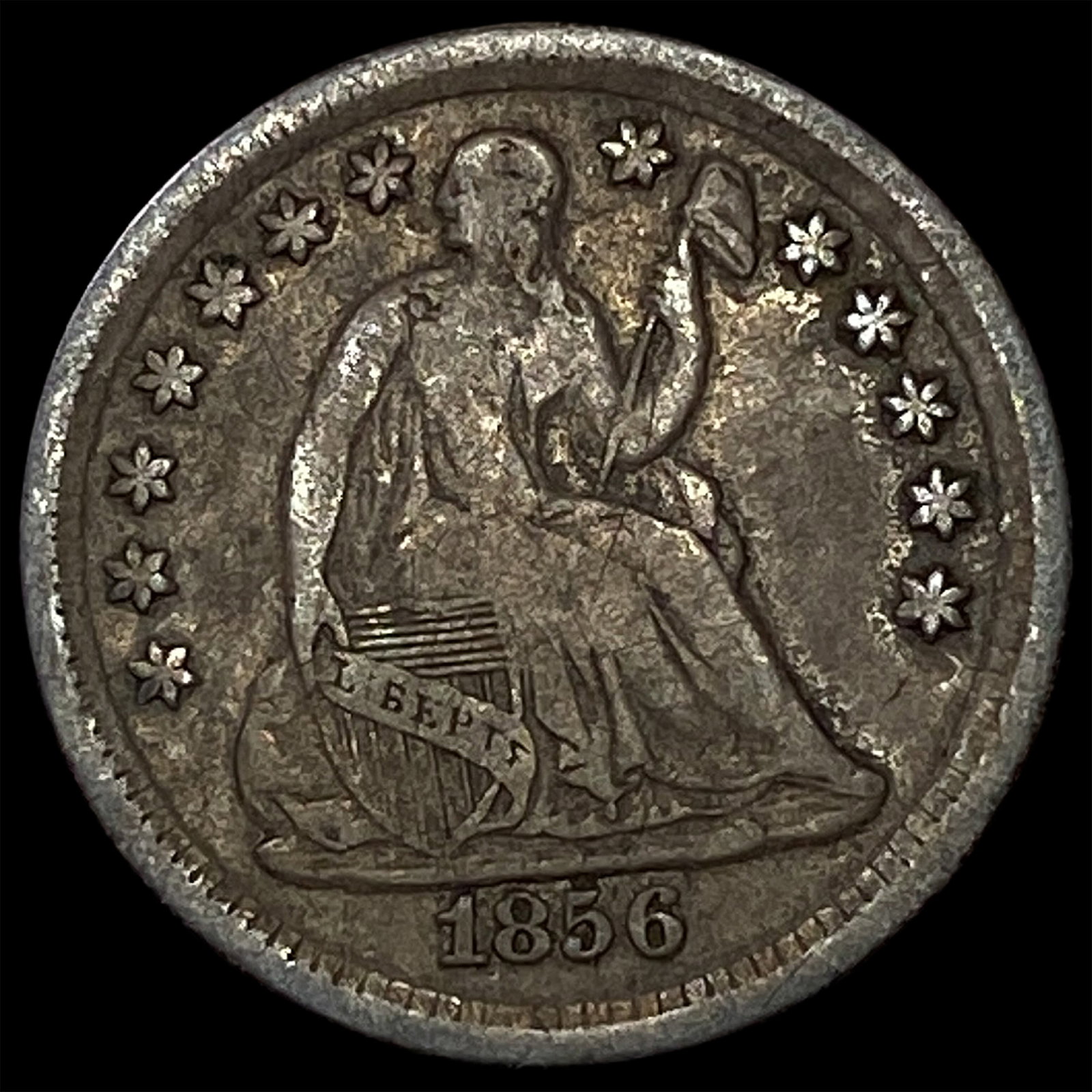 1856 Seated Liberty Half Dime NEARLY UNCIRCULATED: 1856 Seated Liberty Half Dime NEARLY UNCIRCULATED