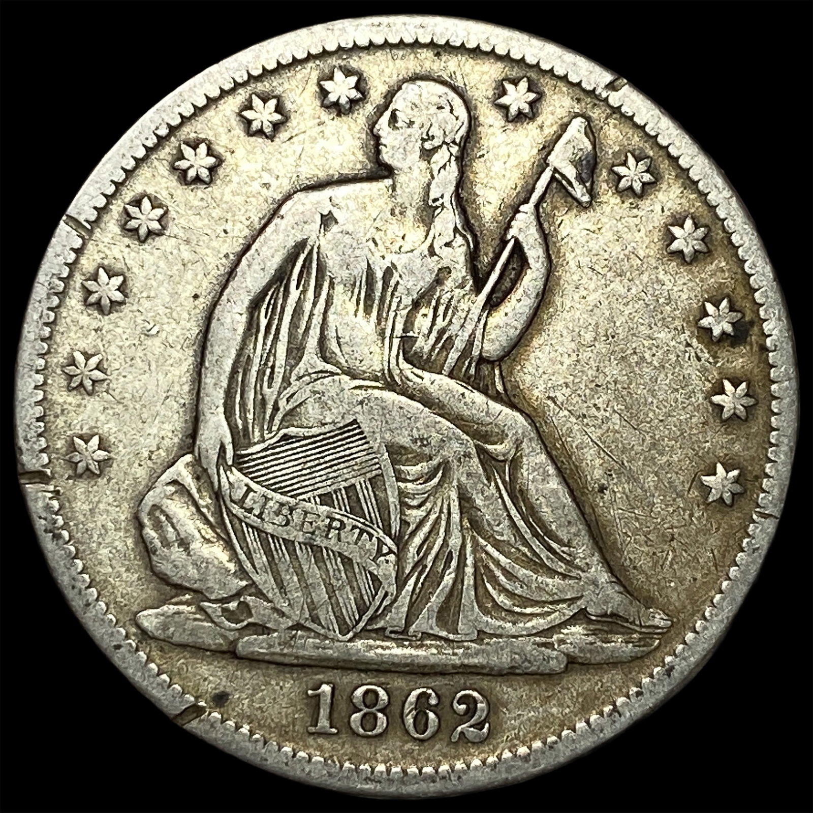 1862-S Silver Half Dollar NEARLY UNCIRCULATED: 1862-S Silver Half Dollar NEARLY UNCIRCULATED
