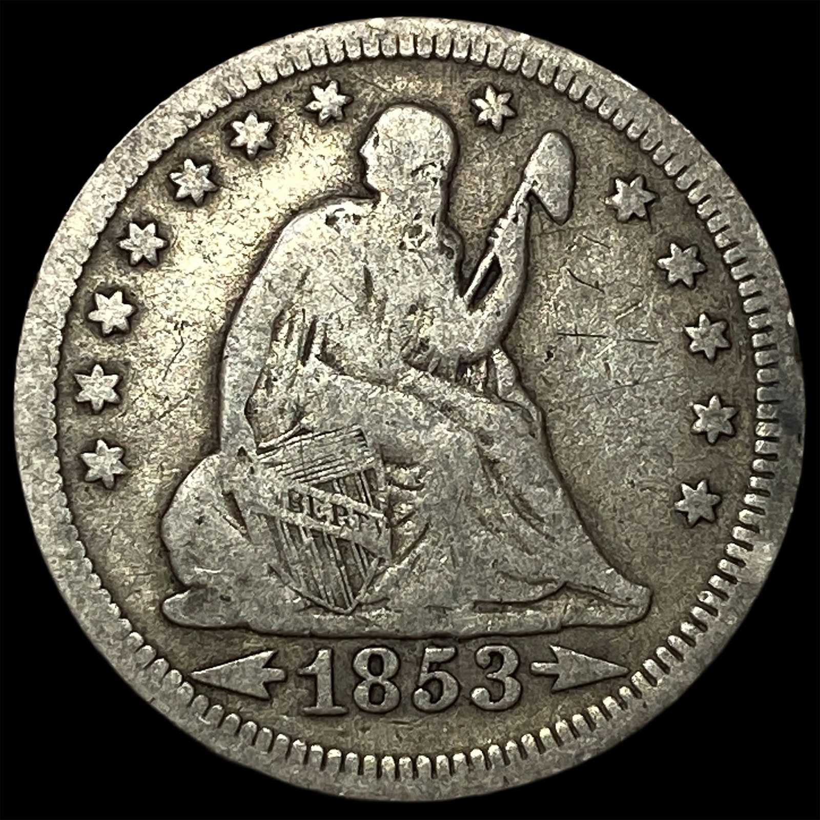 1853 Arrows Seated Liberty Quarter LIGHTLY CIRCULATED: 1853 Arrows Seated Liberty Quarter LIGHTLY CIRCULATED