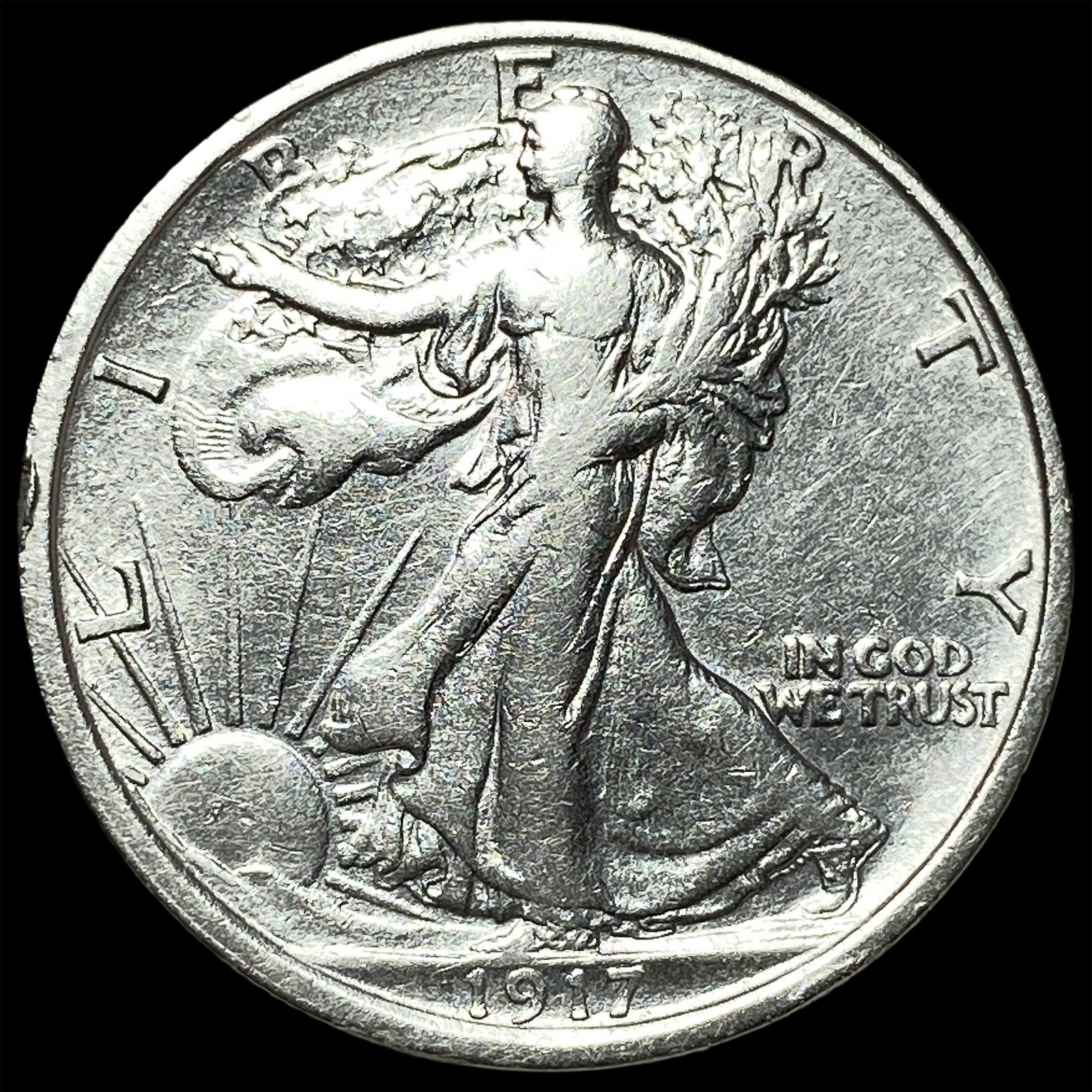 1917-S Silver Walking Liberty Half Dollar CLOSELY UNCIRCULATED: 1917-S Silver Walking Liberty Half Dollar CLOSELY UNCIRCULATED