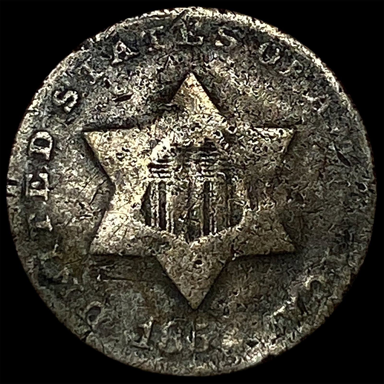 1851 Silver Three-Cent Piece ABOUT UNCIRCULATED: 1851 Silver Three-Cent Piece ABOUT UNCIRCULATED