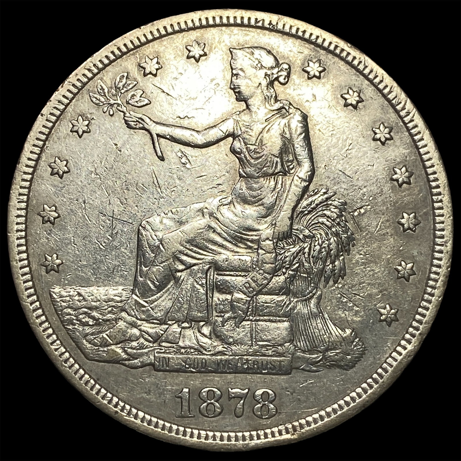 1878-S Silver Trade Dollar CLOSELY UNCIRCULATED: 1878-S Silver Trade Dollar CLOSELY UNCIRCULATED
