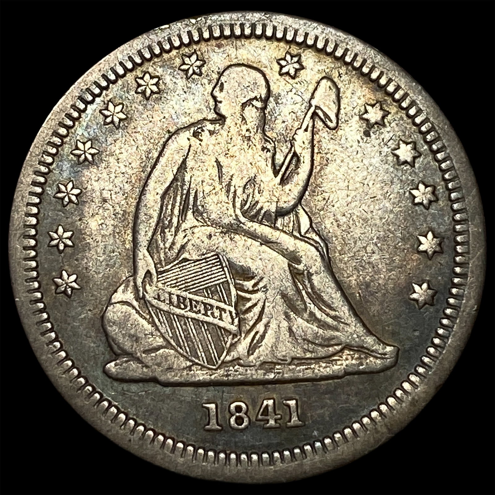 1841-O Silver Seated Liberty Quarter NEARLY UNCIRCULATED (1 of 2)