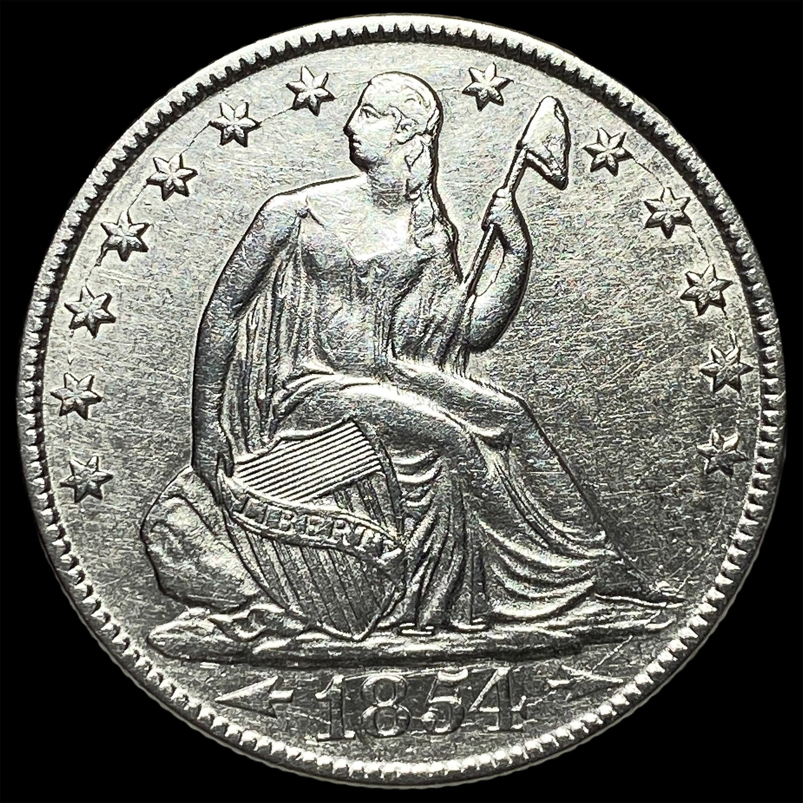 1854-O Silver Half Dollar CHOICE AU: 1854-O Silver Half Dollar CHOICE AU