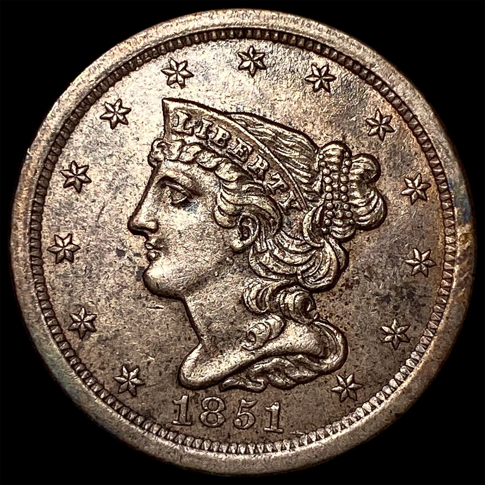1851 Braided Hair Half Cent UNCIRCULATED: 1851 Braided Hair Half Cent UNCIRCULATED