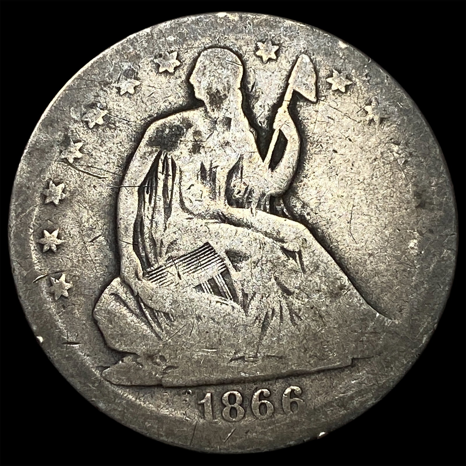 1866 Seated Liberty Half Dollar NICELY CIRCULATED: 1866 Seated Liberty Half Dollar NICELY CIRCULATED