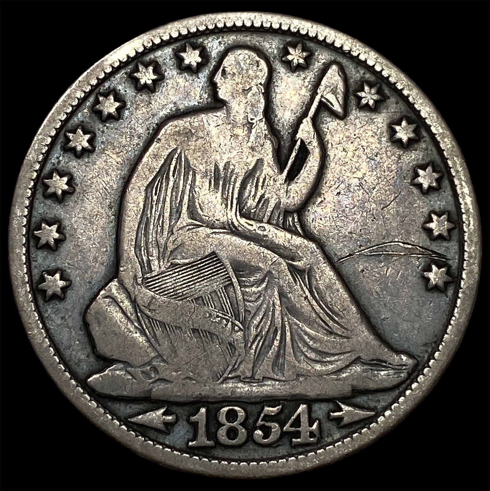 1854-O Silver Half Dollar NEARLY UNCIRCULATED: 1854-O Silver Half Dollar NEARLY UNCIRCULATED