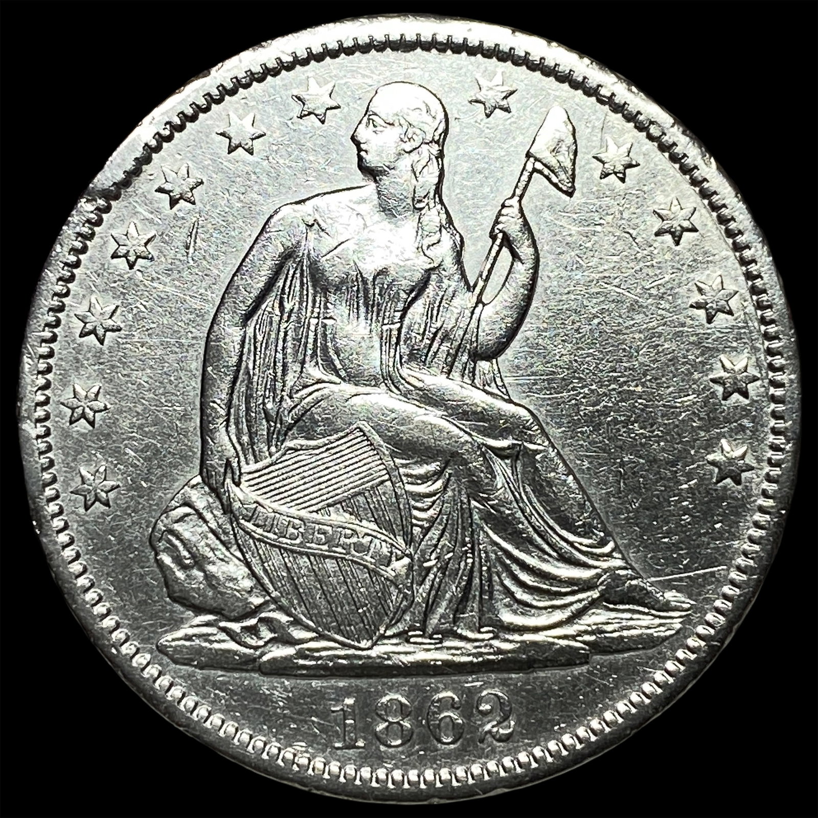 1862-S Silver Half Dollar CLOSELY UNCIRCULATED: 1862-S Silver Half Dollar CLOSELY UNCIRCULATED