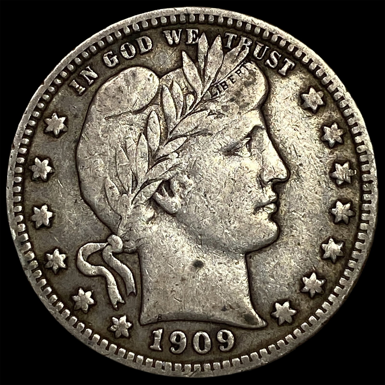 1909-S Silver Barber Quarter NEARLY UNCIRCULATED: 1909-S Silver Barber Quarter NEARLY UNCIRCULATED