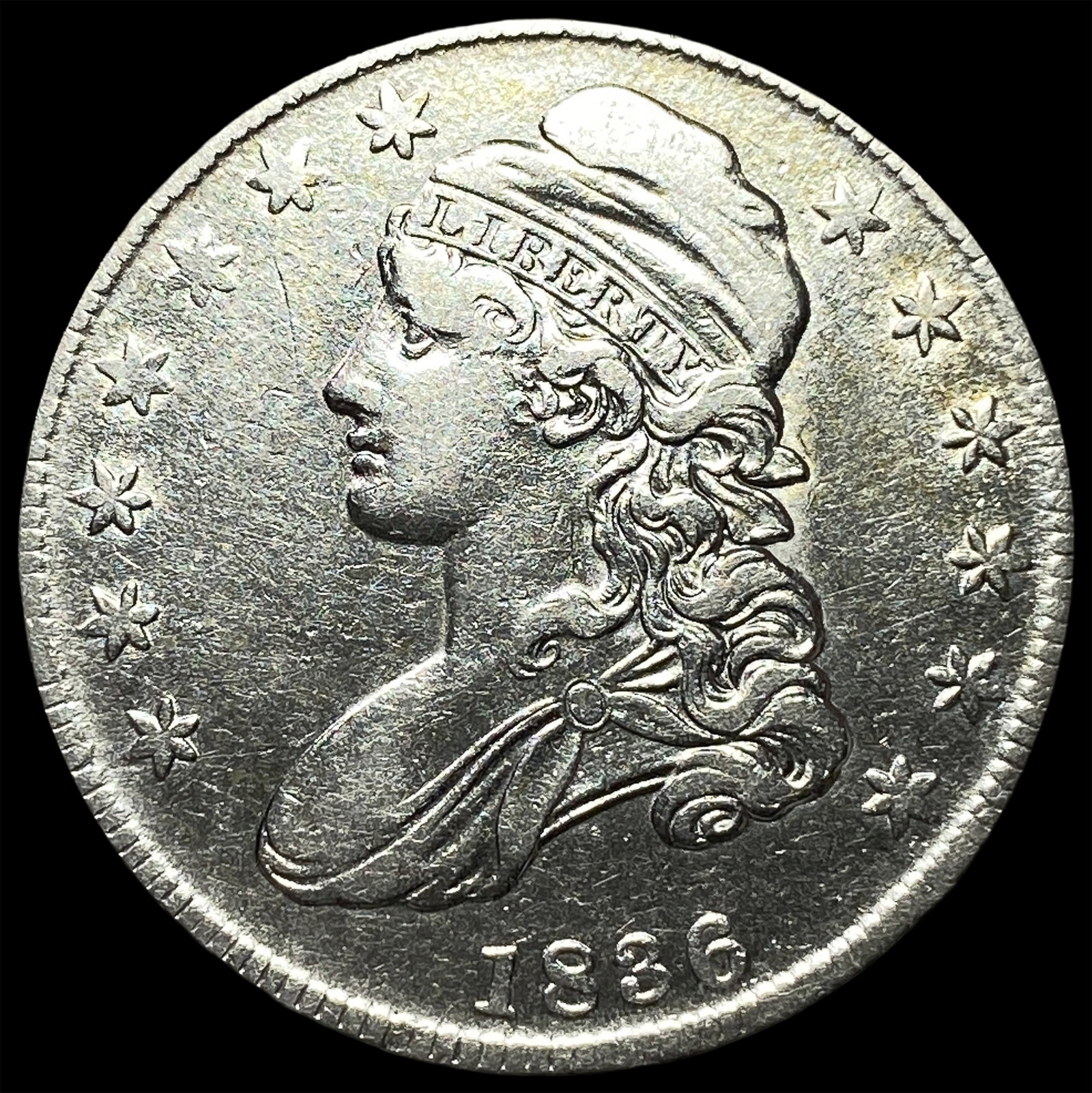 1836 Capped Bust Half Dollar CLOSELY UNCIRCULATED: 1836 Capped Bust Half Dollar CLOSELY UNCIRCULATED