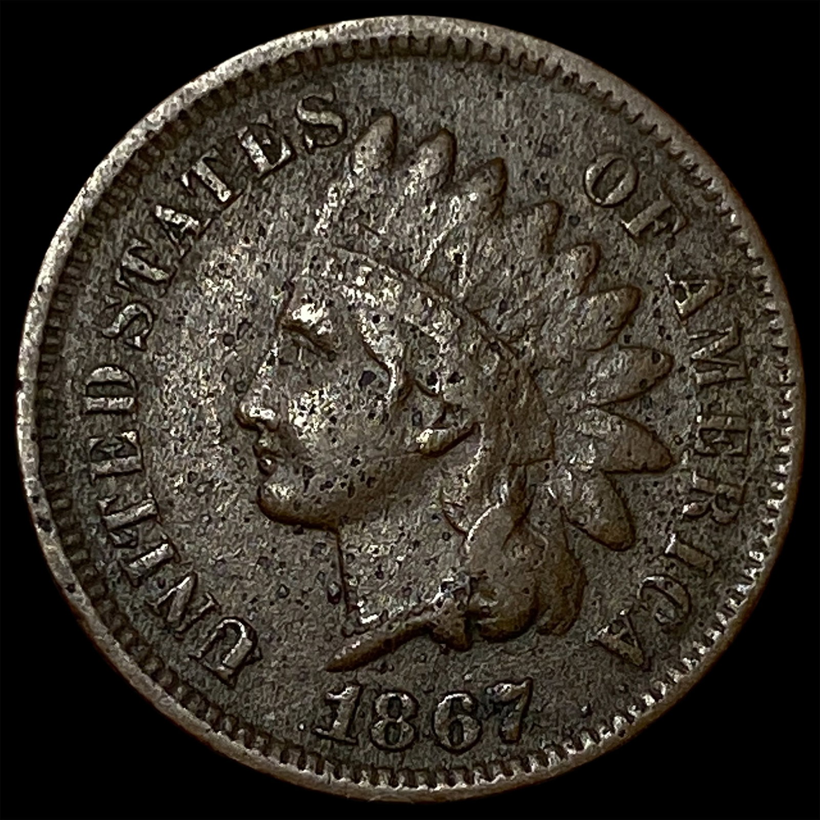 1867 Indian Head Cent NEARLY UNCIRCULATED: 1867 Indian Head Cent NEARLY UNCIRCULATED