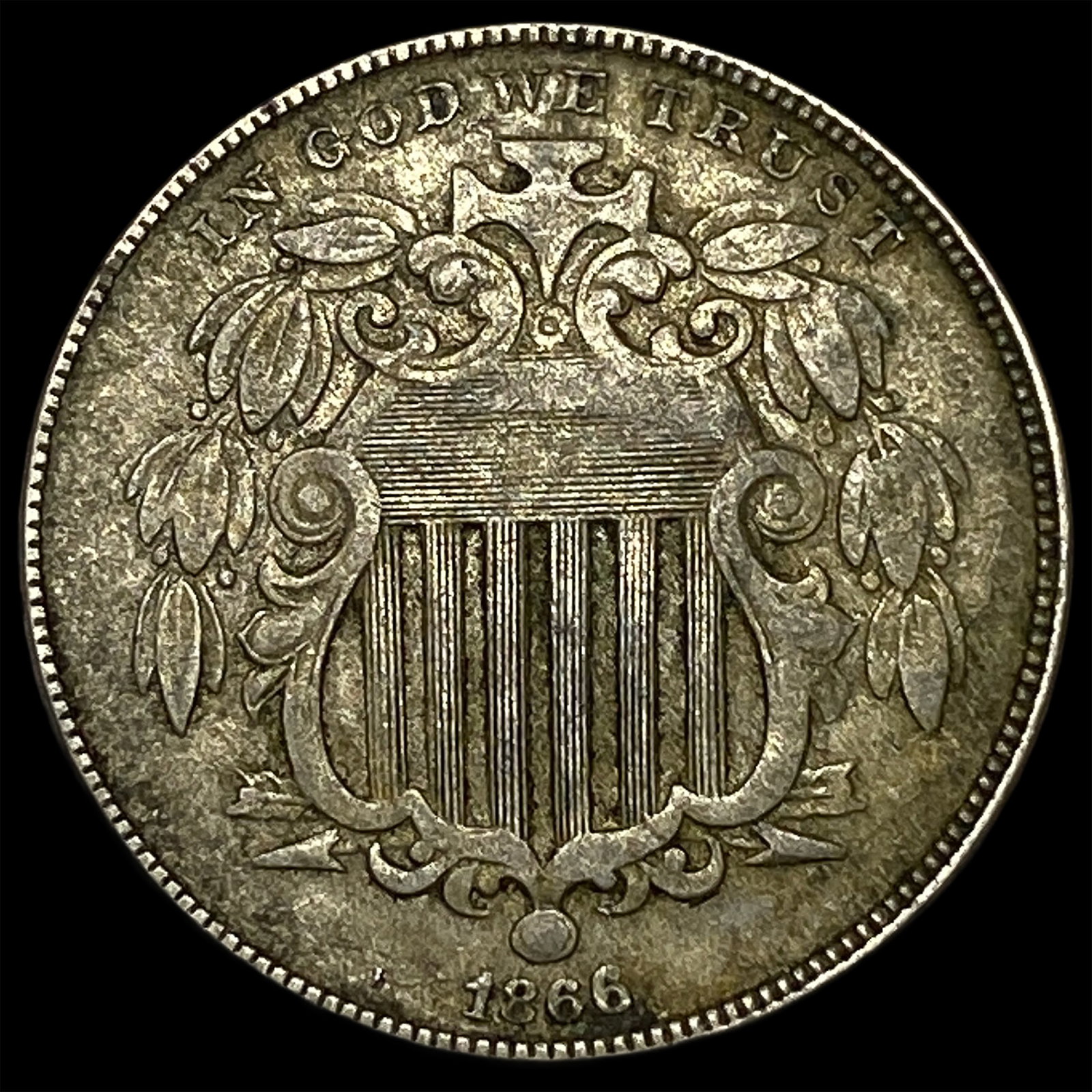 1866 Shield Nickel NEARLY UNCIRCULATED (1 of 2)