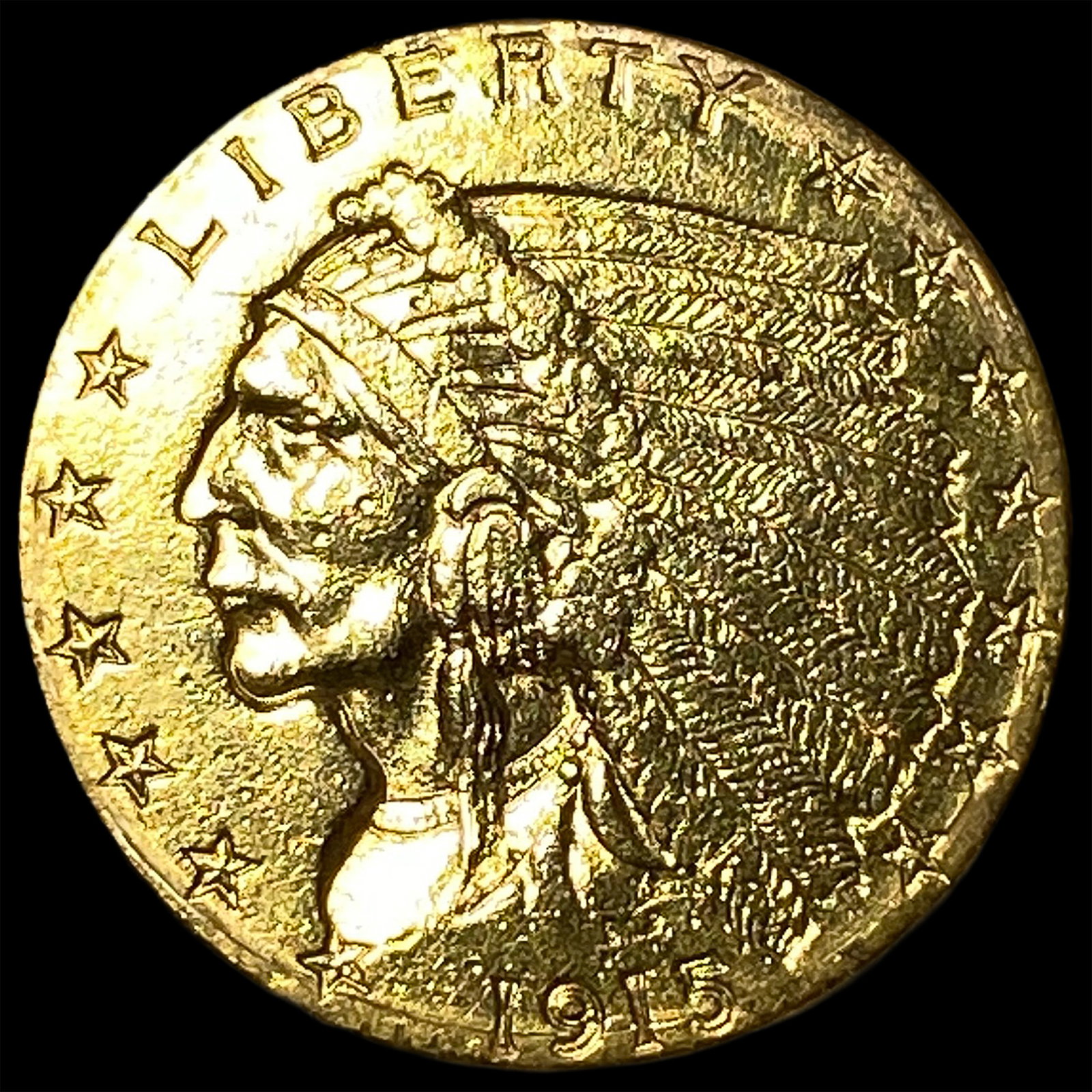 1915 Indian Head $2.50 Gold Quarter Eagle CLOSELY UNCIRCULATED: 1915 Indian Head $2.50 Gold Quarter Eagle CLOSELY UNCIRCULATED