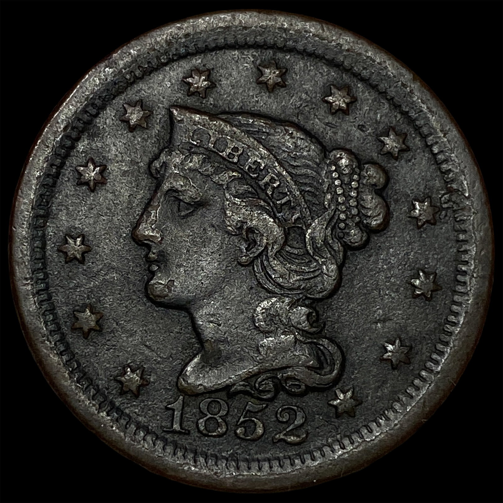 1852 Braided Hair Large Cent NEARLY UNCIRCULATED: 1852 Braided Hair Large Cent NEARLY UNCIRCULATED