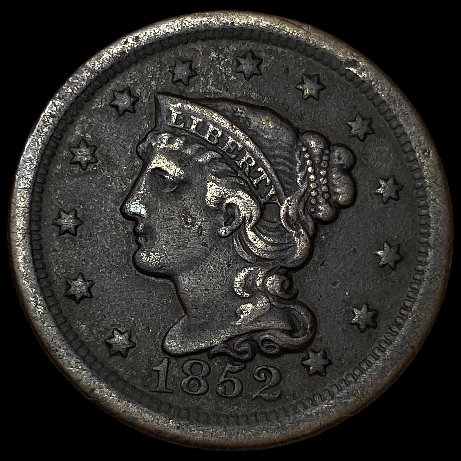 1852 Braided Hair Large Cent CLOSELY UNCIRCULATED (1 of 2)