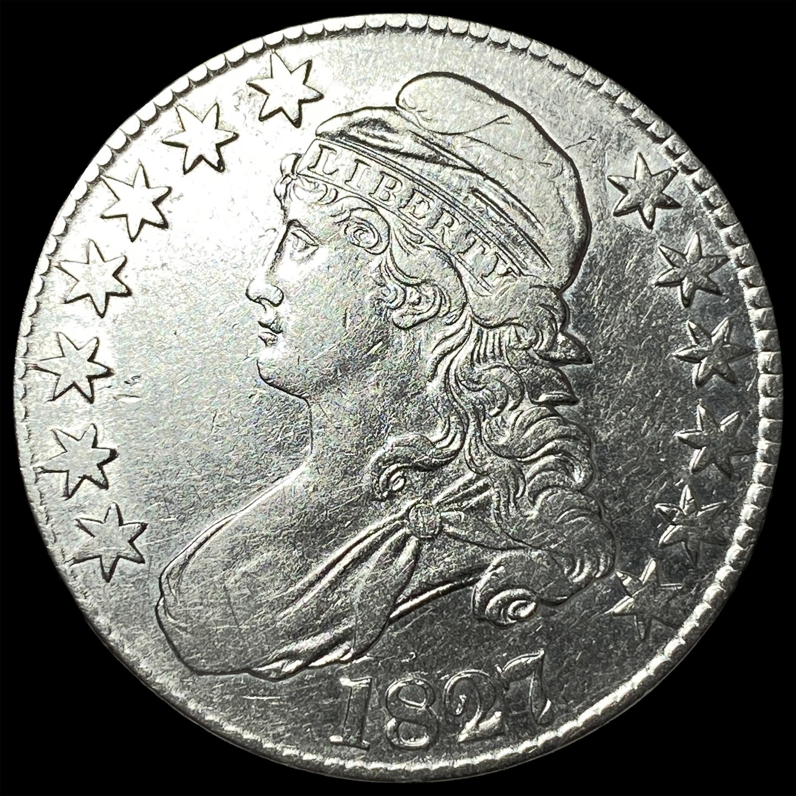 1827 Capped Bust Half Dollar CLOSELY UNCIRCULATED: 1827 Capped Bust Half Dollar CLOSELY UNCIRCULATED