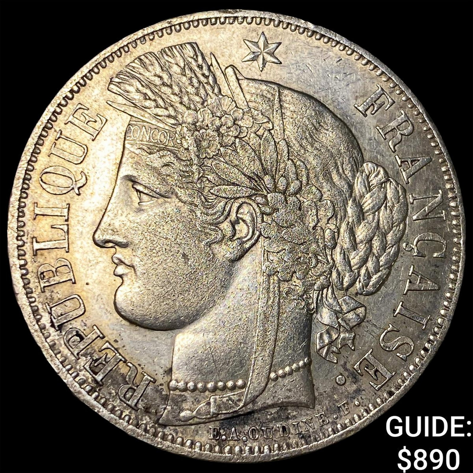1850A France Silver 5 Francs Liberty Head: 1850A France Silver 5 Francs Liberty Head