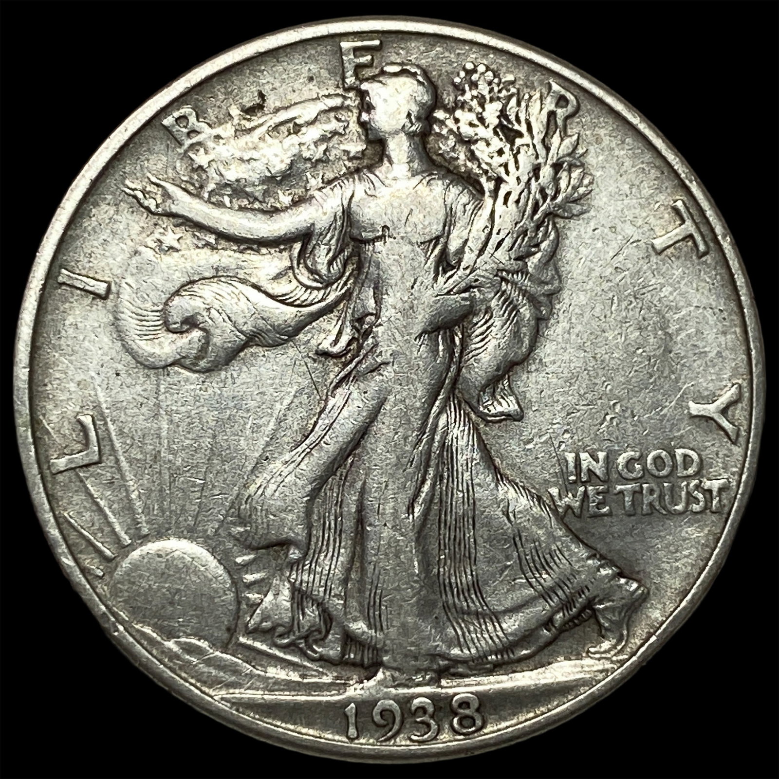 1938-D Silver Walking Liberty Half Dollar NEARLY UNCIRCULATED: 1938-D Silver Walking Liberty Half Dollar NEARLY UNCIRCULATED