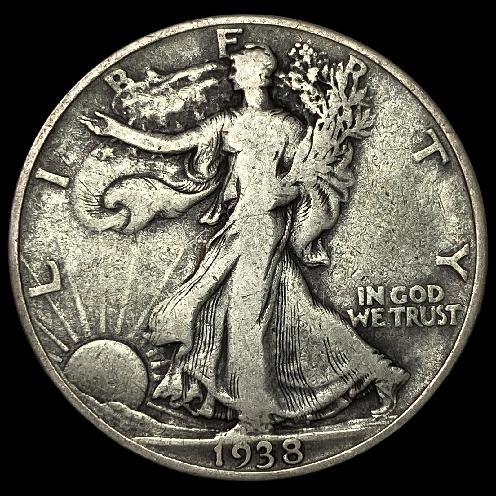 1938-D Silver Walking Liberty Half Dollar NEARLY UNCIRCULATED: 1938-D Silver Walking Liberty Half Dollar NEARLY UNCIRCULATED