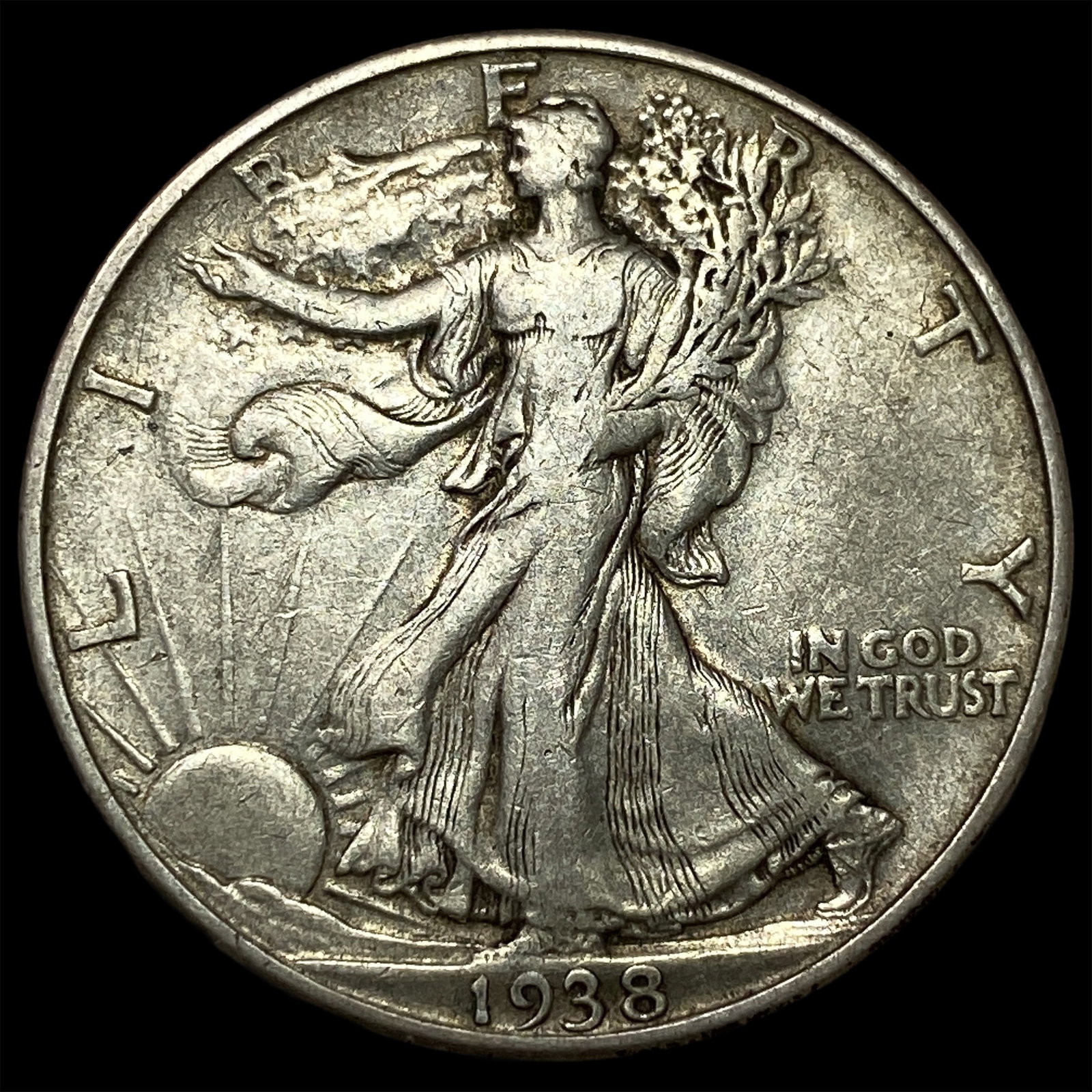 1938-D Silver Walking Liberty Half Dollar NEARLY UNCIRCULATED: 1938-D Silver Walking Liberty Half Dollar NEARLY UNCIRCULATED