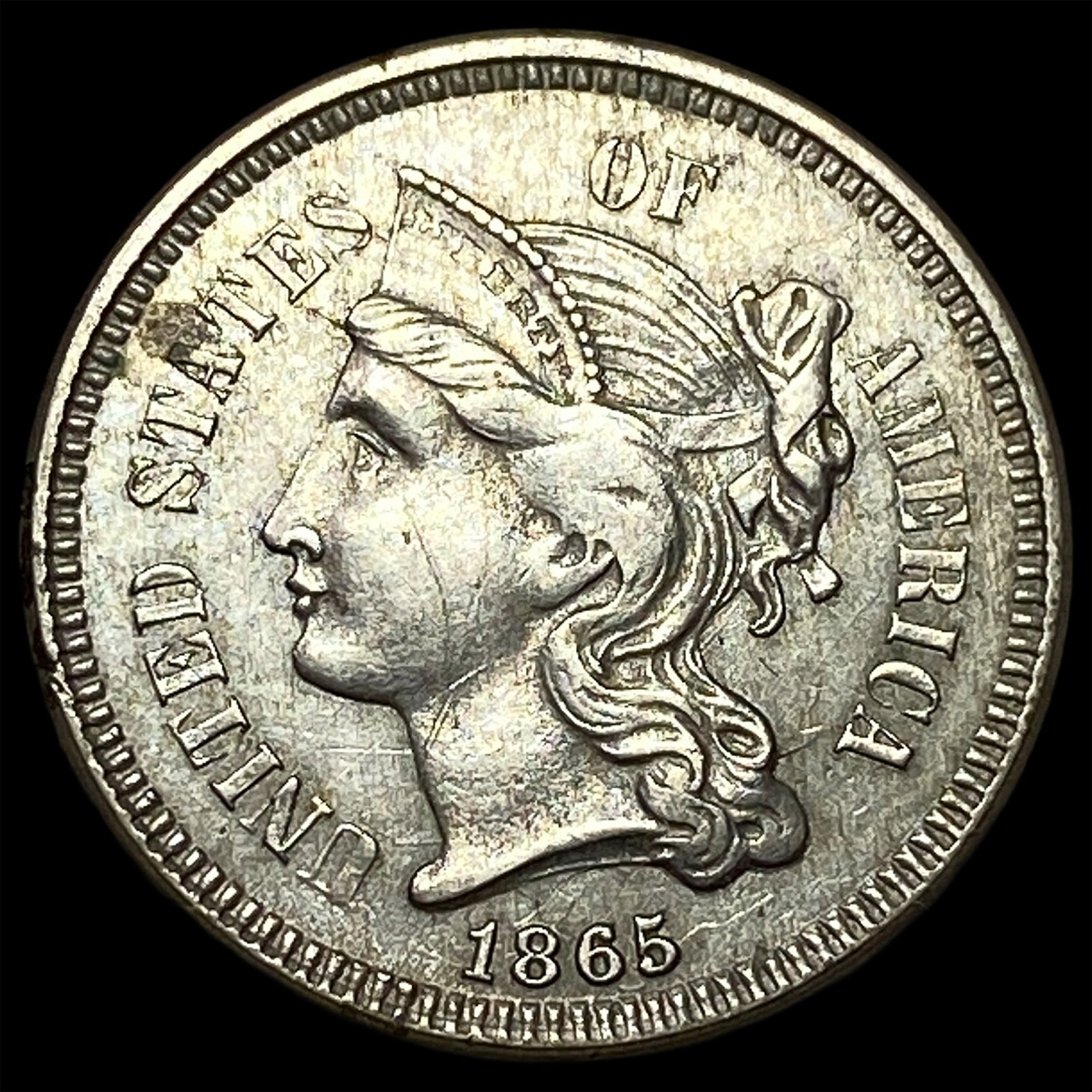 1865 Nickel Three-Cent Piece UNCIRCULATED: 1865 Nickel Three-Cent Piece UNCIRCULATED