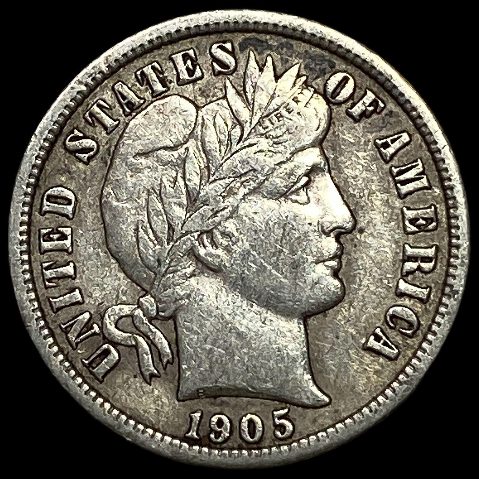 1905-O Silver Barber Dime CLOSELY UNCIRCULATED (1 of 2)