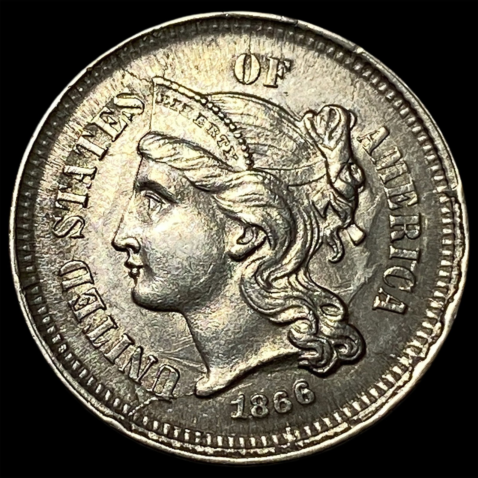 1866 Nickel Three-Cent Piece UNCIRCULATED: 1866 Nickel Three-Cent Piece UNCIRCULATED