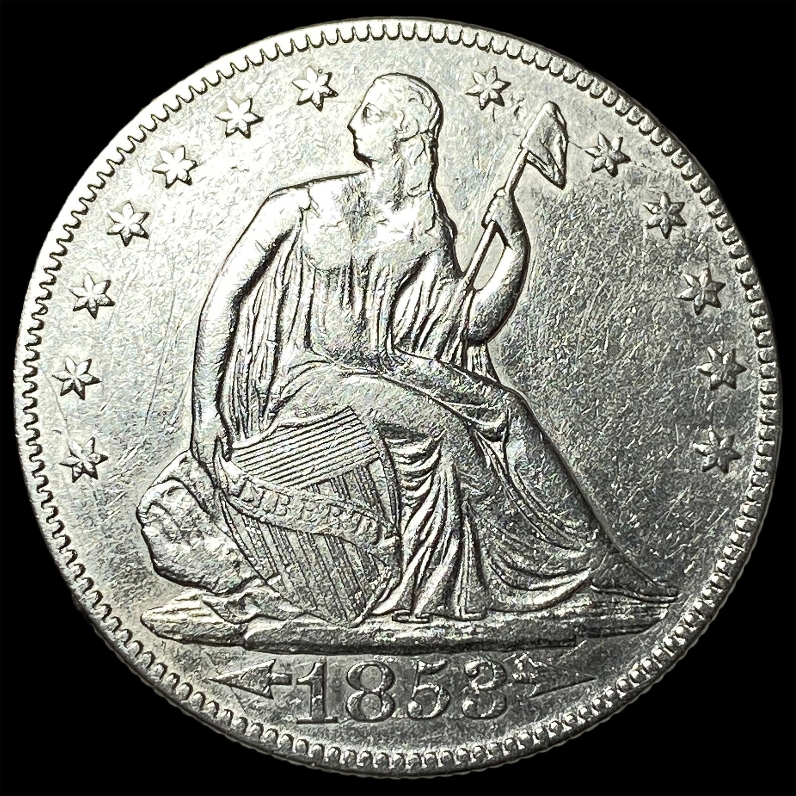 1853 Arrows Seated Liberty Half Dollar UNCIRCULATED: 1853 Arrows Seated Liberty Half Dollar UNCIRCULATED
