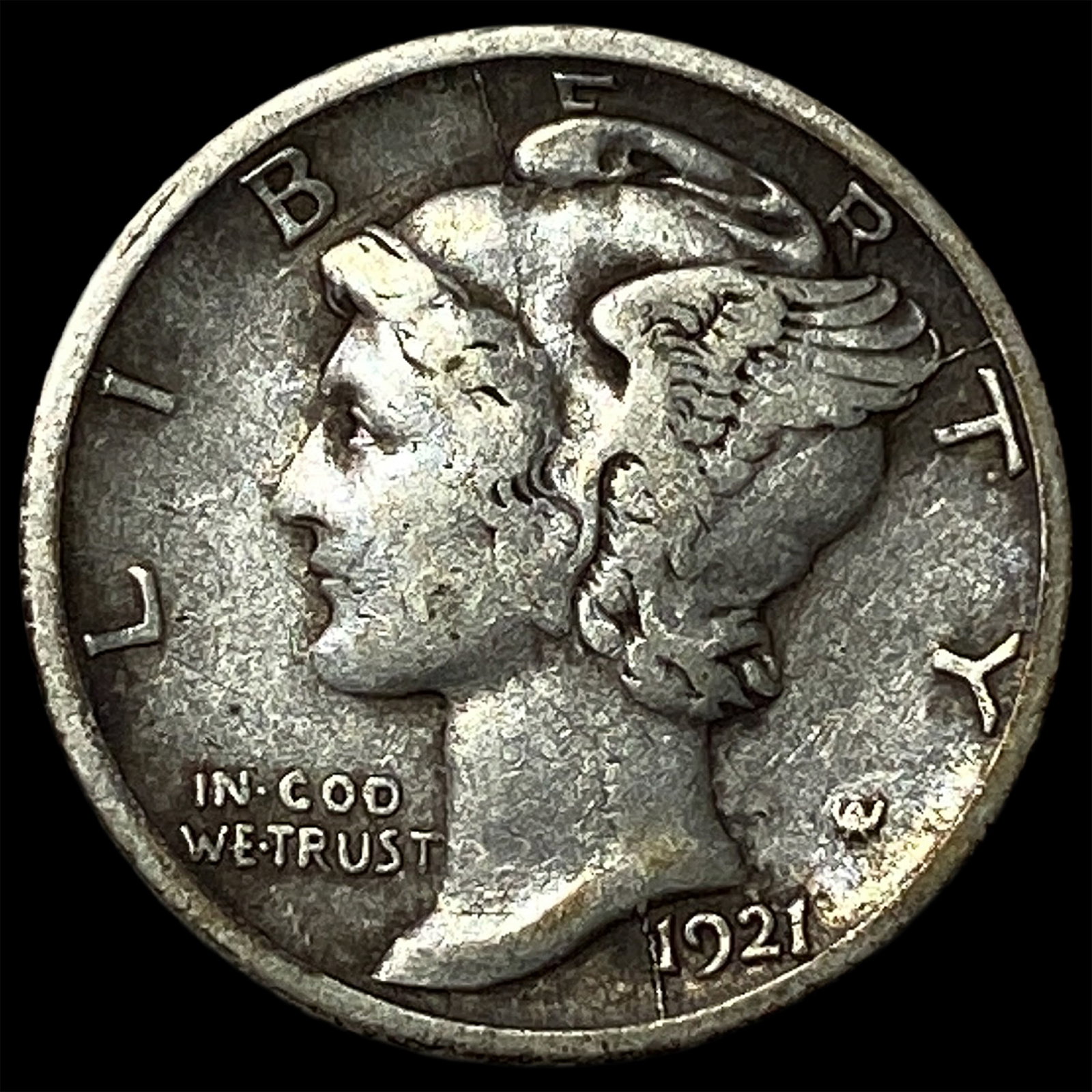 1921-D Silver Mercury Dime CLOSELY UNCIRCULATED: 1921-D Silver Mercury Dime CLOSELY UNCIRCULATED