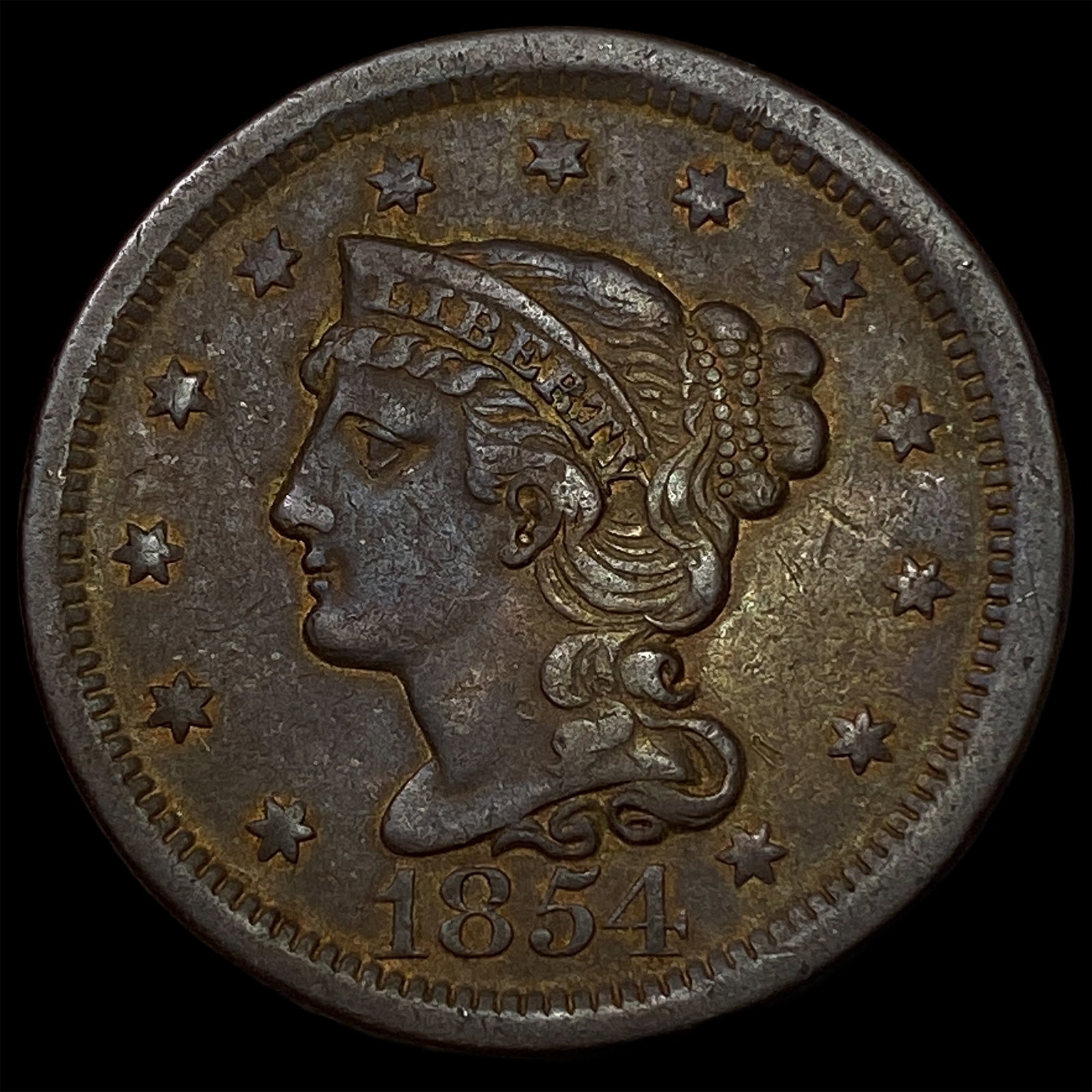 1854 Braided Hair Large Cent UNCIRCULATED: 1854 Braided Hair Large Cent UNCIRCULATED